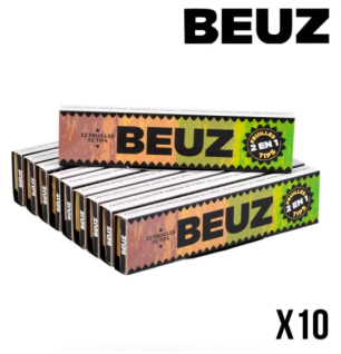 x10 CARNETS FEUILLE À ROULER "BEUZ" - SLIM MARRON + FILTRES