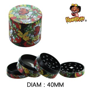 KIT FUMEUR "HONEY PUFF" GRINDER + PIPE EN MÉTAL